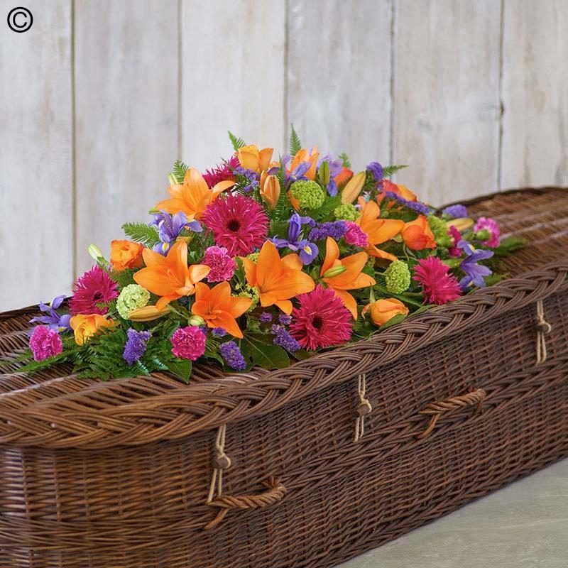 Florists Choice Casket Spray Brights with lillys