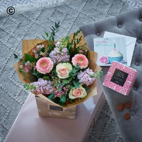 Handcrafted Birthday Bouquet with Chocolates and Card